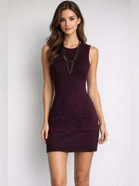 Hugo Boss Burgundy Sleeveless Knit Dress